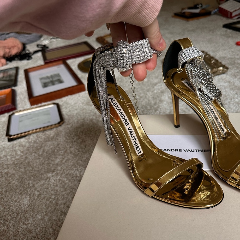 ALEXANDRE VAUTHIER DIANA CRYSTAL HEELS GOLD